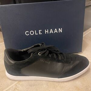 Cole Haan Grand Crsscourt Turf Black Leather Seude Sneakers